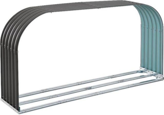 Outsunny Kaminholzständer aus Metall in Grau mit Rückwand für Garten und Terrasse, B/T/H: 46 x 46 x 112 cm - Bild 1