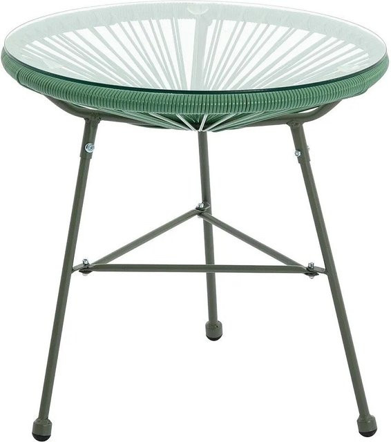 Gartenbeistelltisch MYLIA aus Polyrattan in Khaki Grün Durchmesser: 50 cm - Bild 1