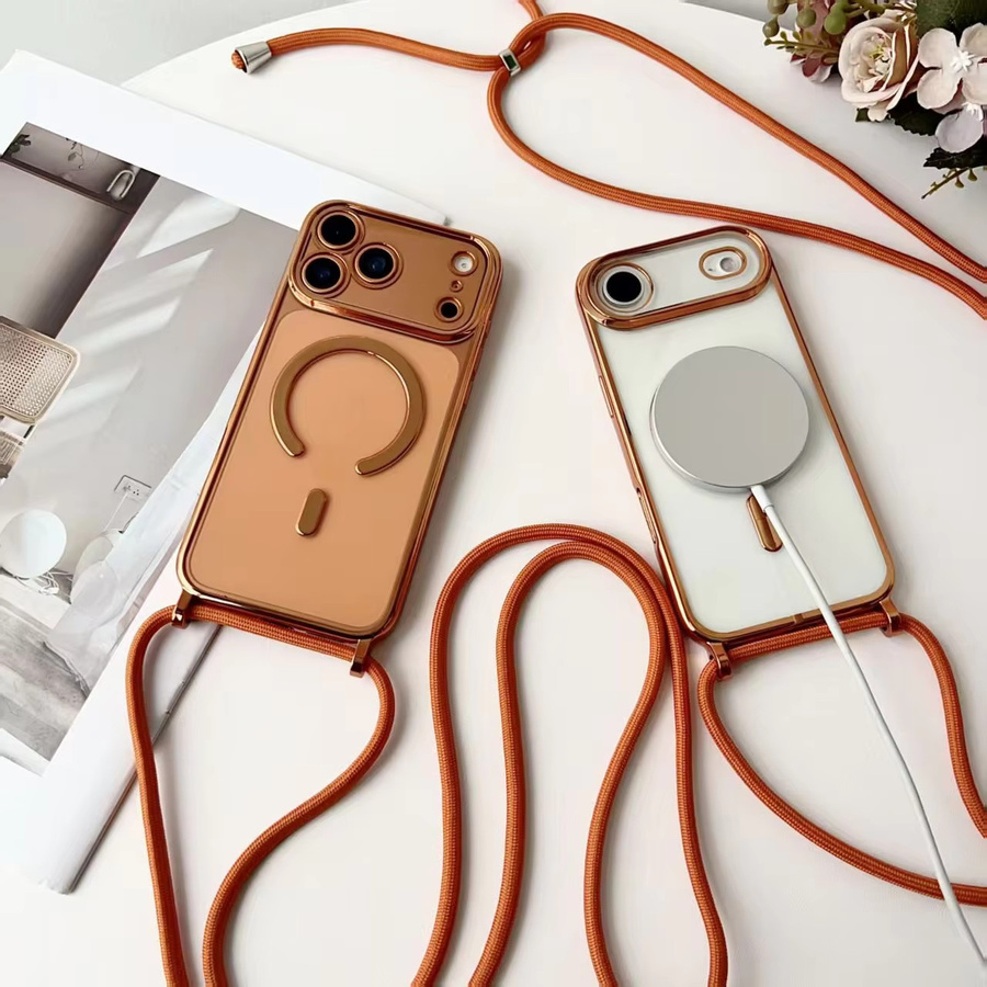 Magnetische transparente Halskette mit Lanyard-Beschichtung für Apple iPhone 17, 15 Pro Max, 14, 13, 12 in Silber/Transparent für MagSafe-Kompatibilität - Bild 2