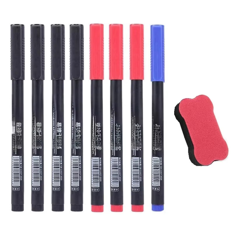 8 Stück Whiteboard-Marker mit feiner Spitze und 0,5 mm Strichstärke in Schwarz, Blau und Rot für Schule und Büro - Bild 3
