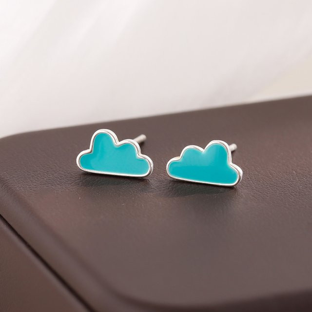 GaGa-Duck Ohrringe, Blaue Harz-Wolken, 925 Silber - Bild 1
