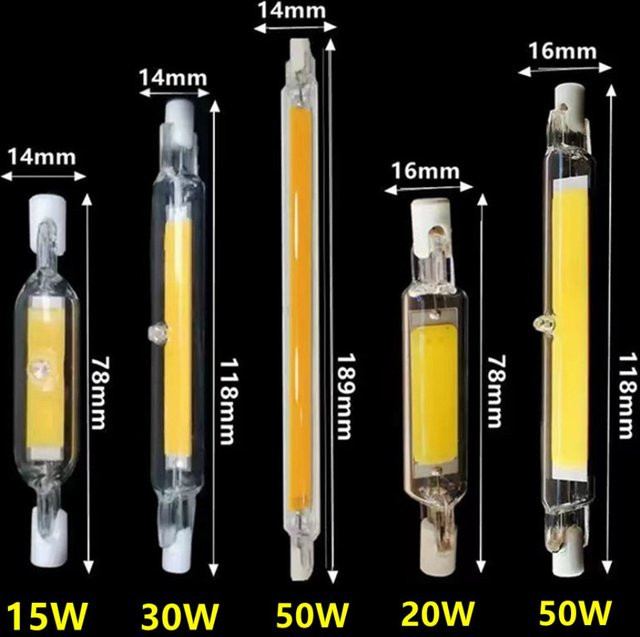 LED R7s COB Linear Line Lamp Glas Tube Transparent, Länge: 189 mm - Bild 1