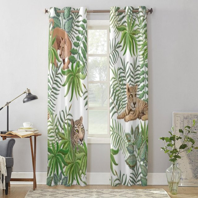 Super Six Safari Tiere Löwe und Tiger Fenstervorhang für Kinderzimmer, B: 135 cm, H: 135 cm - Bild 1