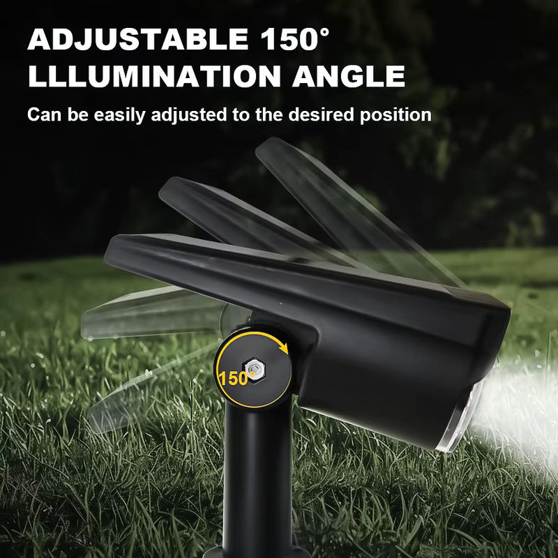 Heinast Solar LED Flutlicht mit 2 LEDs, IP65 wasserdicht, Schwarz, Helligkeit einstellbar für Garten, Hinterhof, Auffahrt und Terrasse - Bild 4