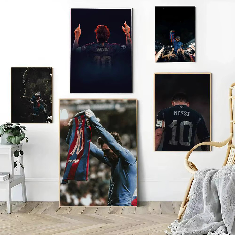 KAYOU Fußballkönig Lionel Messi Poster Selbstklebender Wasserdichter Papieraufkleber Wanddekoration Mehrfarbig - Bild 2