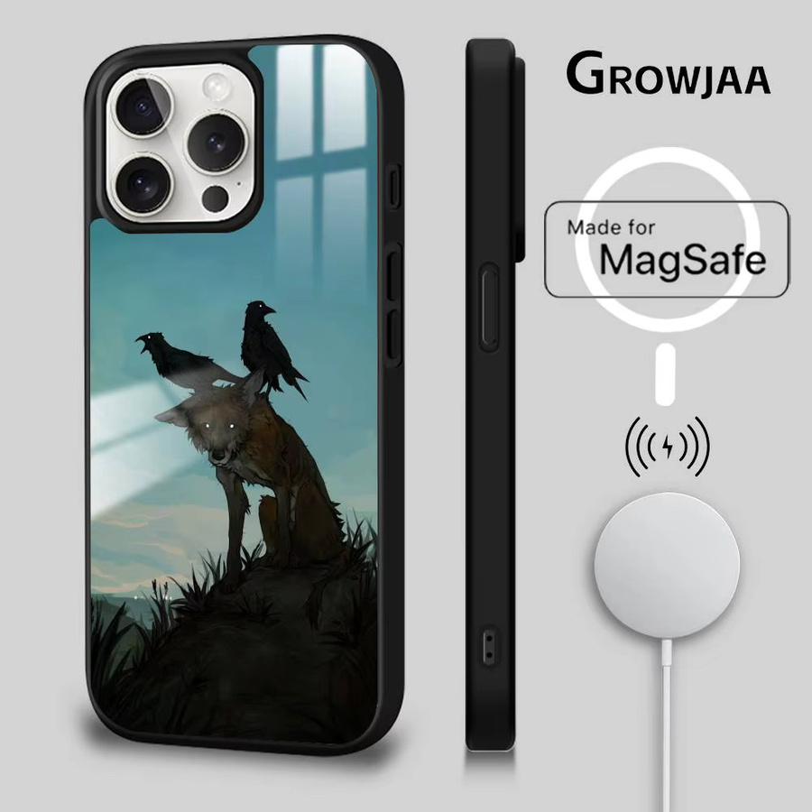 MagSafe kompatible Kunst Handyhülle mit Black Eagle und Wolf Design für Apple iPhone 11 bis 17 Pro Max Plus Mini, Multicolor - Bild 2