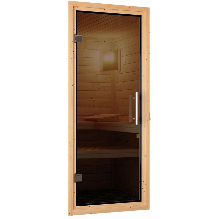 Karibu Saunatür Ganzglas Anthrazit Grau B: 64 cm, H: 175 cm, für Wandstärken 38/40 mm - Bild 2