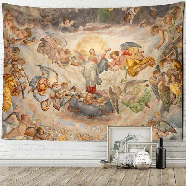 Super Six Vintage Engel Wandteppich im Boho Stil, Mehrfarbig, B/H: 150 x 150 cm - Bild 1