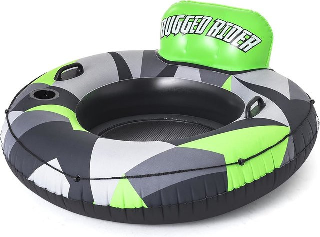 Bestway Schwimmring Rugged Rider mit Lehne, Getränkehalter und Mesh-Einsatz, Multicolour, Durchmesser: 135 cm - Bild 1