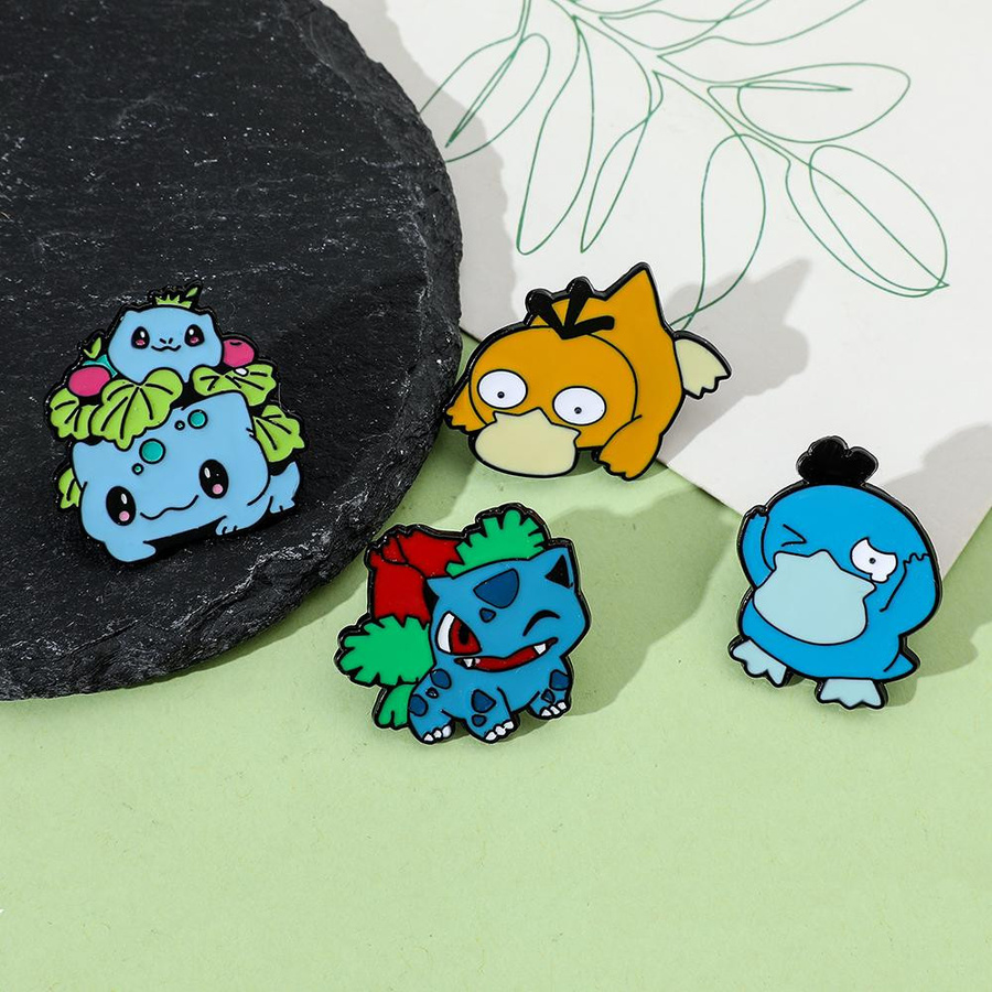 Yiran toy 1 Pokémon Emaille-Brosche Cartoon Psyduck Bisasam Pikachu Glurak - Bild 3