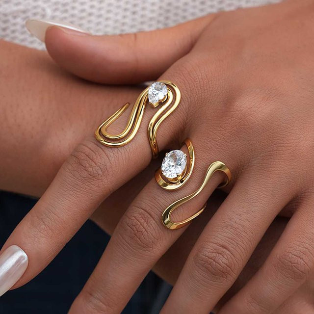 Uself Ring, Zirkonia, Gold, Damen, Verlobung, Hochzeit - Bild 1
