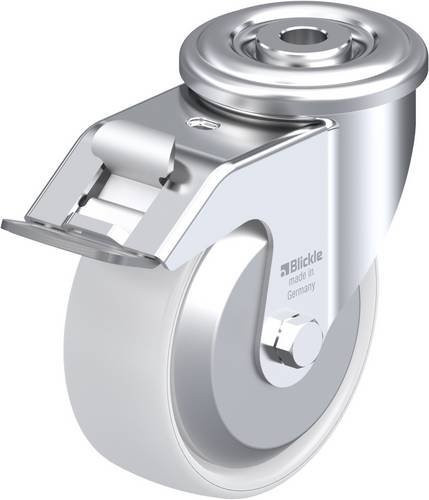 Blickle Lenkrolle LER-PPN 100G-FI-FA mit Feststeller in Silber und Weiß, Rad-Durchmesser: 100 mm, Tragfähigkeit: 150 kg - Bild 1