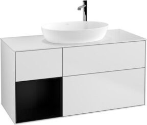 V&B Finion Waschtischunterschrank mit Wandbeleuchtung in Blau und Weiß, lackiert, B/T/H: 120 x 50,1 x 60,3 cm - Bild 1