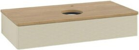 V&B Waschtischunterschrank Antao mit Frontstruktur in Eiche Honig lackiert, B/T/H: 100 x 50 x 19 cm - Bild 1