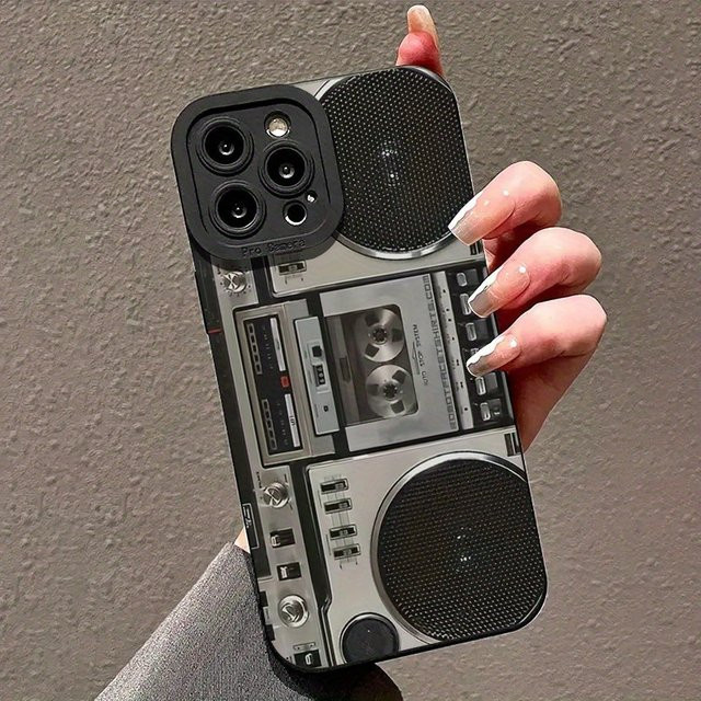 Stoßfeste Silikon Handyhülle mit Radio Muster in Schwarz für iPhone 11 bis iPhone 15 Pro Max - Bild 1