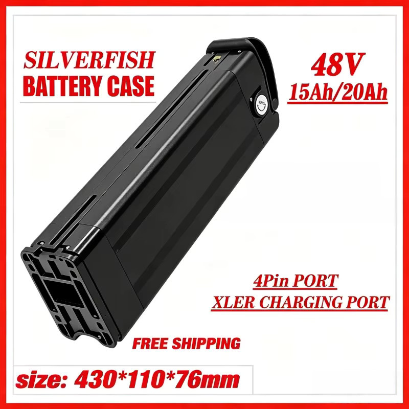 Aleaivy Silverfish 48V Lithium-Akkupack 15Ah in Schwarz mit 2A Schnellladegerät und integriertem Schutzsystem für 250W Motoren - Bild 3