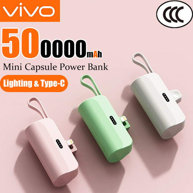 VIVO Mini Powerbank 50000mAh Tragbares Ladegerät mit 22,5W Schnellladung und USB-C, Weiß - Bild 1