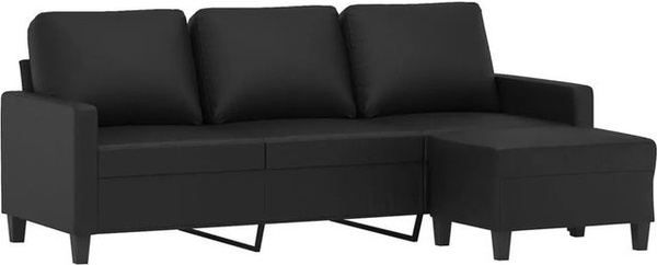 vidaXL 3-Sitzer-Sofa mit Hocker Schwarz Kunstleder Modern L-Form