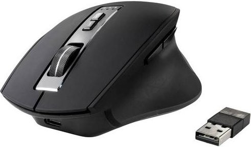 Renkforce RF-WM-300 Ergonomische Bluetooth Maus Kabellos Optisch Schwarz/Grau mit 7 Tasten und 2400 dpi - Bild 1