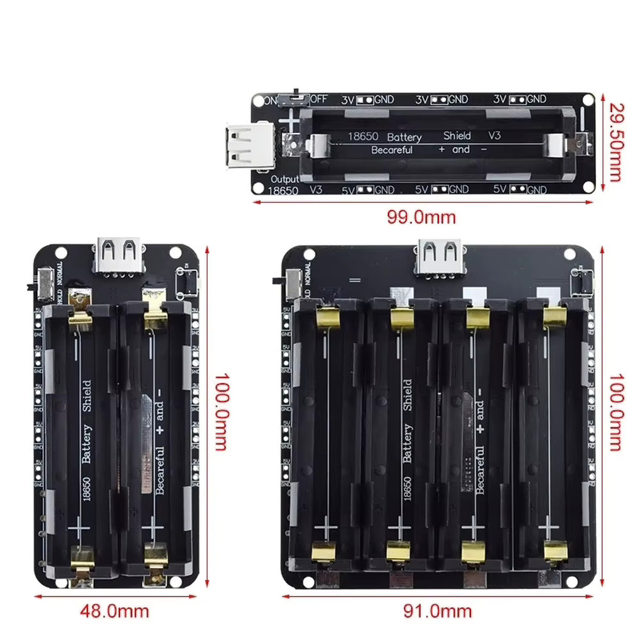 ALLOET 18650 Batteriehalter Zweispannungs-Lithium-Batteriemodul mit Micro-USB Mobile Power Erweiterungsplatine für Raspberry Pi in Schwarz - Bild 4