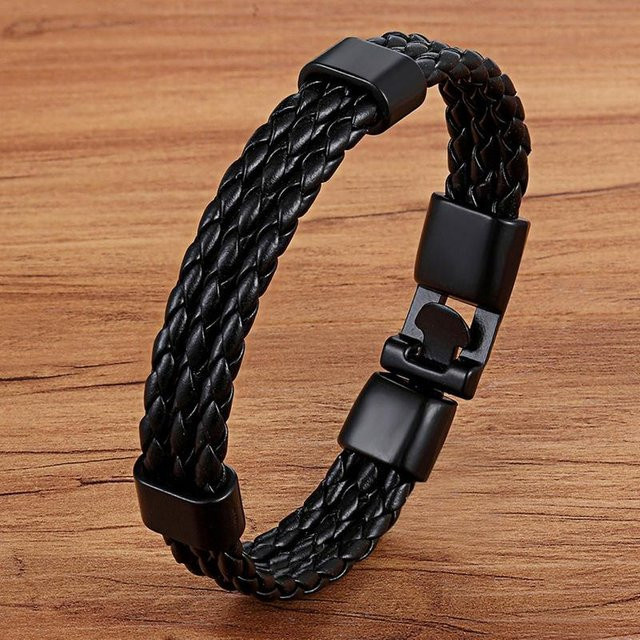 Fashion Maker 2 Armband, Edelstahl, PU-Leder, schwarz, Unisex - Bild 1