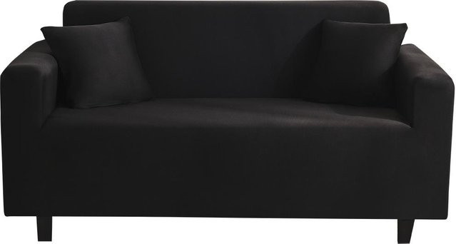 Elegante und rutschfeste Sofahülle aus Stretch-Stoff für 1-Sitzer, Farbe Schwarz, Breite: 90-140 cm - Bild 1