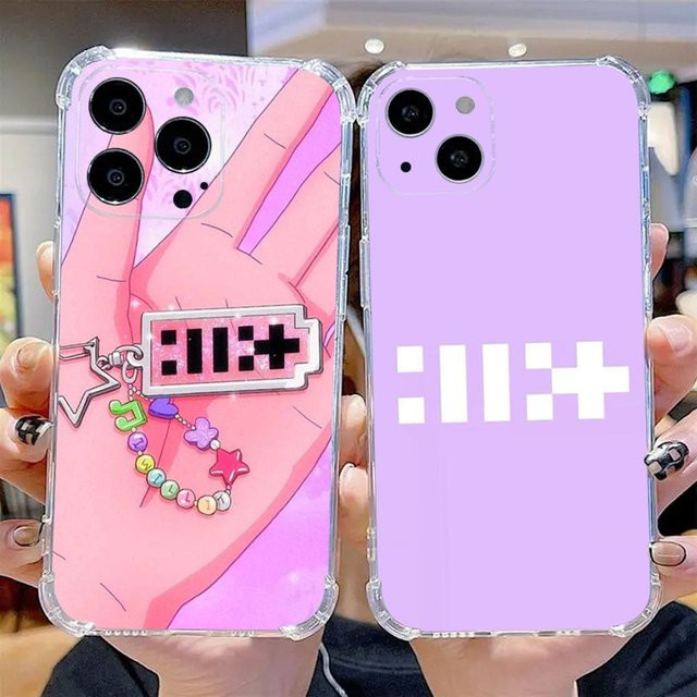Transparente Silikon Handyhülle für iPhone 11, 12, 13, 14, 15 und Modelle wie Pro, Max, Plus, SE oder Mini im KPOP I-ILLIT Design - Bild 1