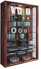 VCM Wandvitrine Vitrosa Mini in Nussbaum mit LED-Beleuchtung und Glastüren, B/T/H: 59 x 18 x 90 cm - Bild 4