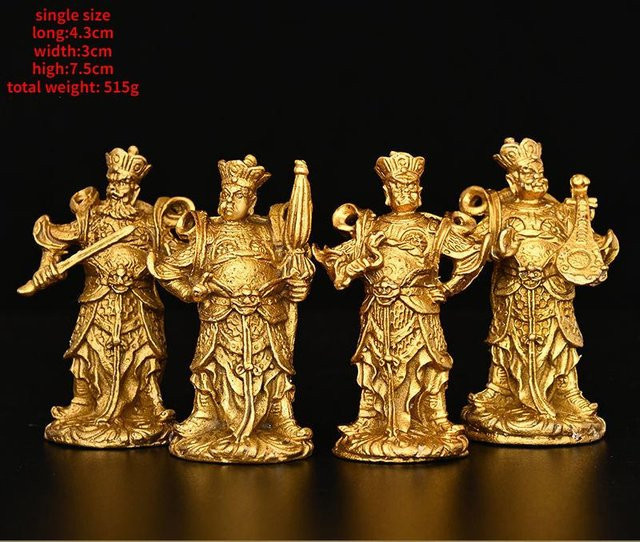 4-teiliges Set Yiran Furniture Feng Shui Buddha Figuren aus Kupfer in Gold für die Tischdekoration - Bild 1
