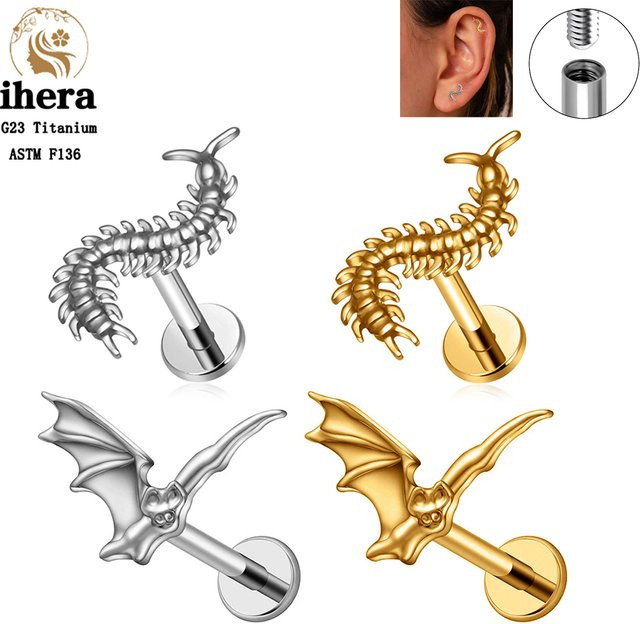 Ohrstecker Titan, Fledermaus, Labret, Unisex - Bild 1