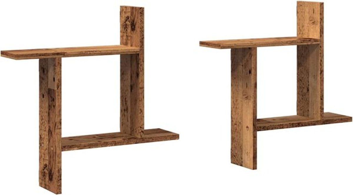 Vidaxl Wandregal Set 2 Stück in Braun im Landhausstil aus Holzwerkstoff, B/H/T: 50 x 50 x 12 cm - Bild 1