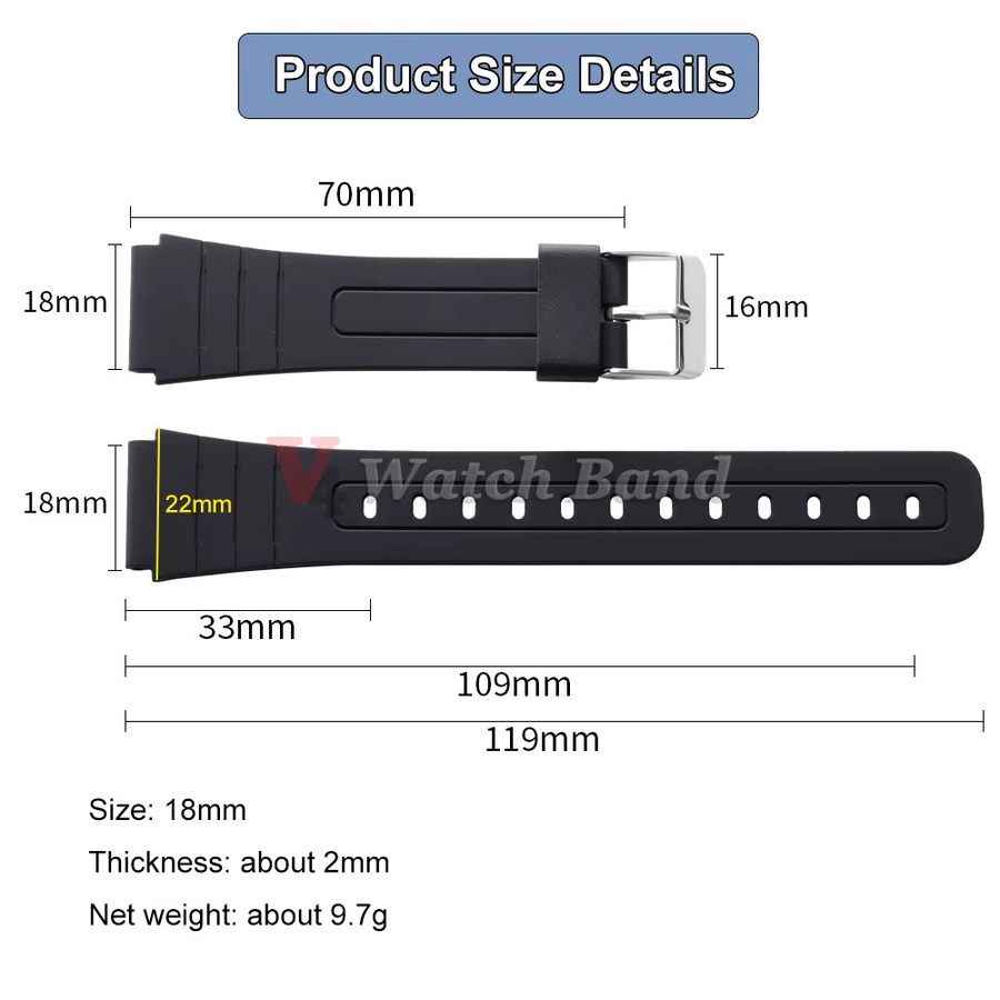 Casio Uhrenarmband, Silikon, Schwarz - Bild 3