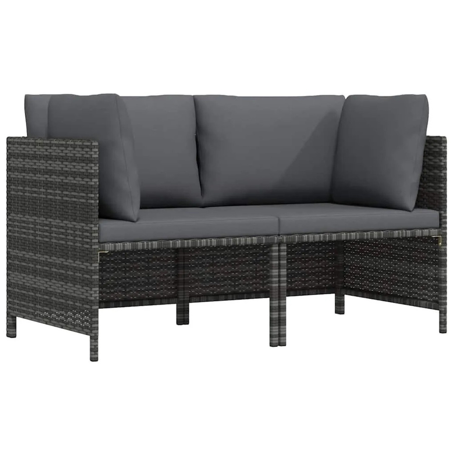 vidaXL 2-Sitzer-Gartensofa aus Poly Rattan mit Polstern in Anthrazit/Grau - Bild 2