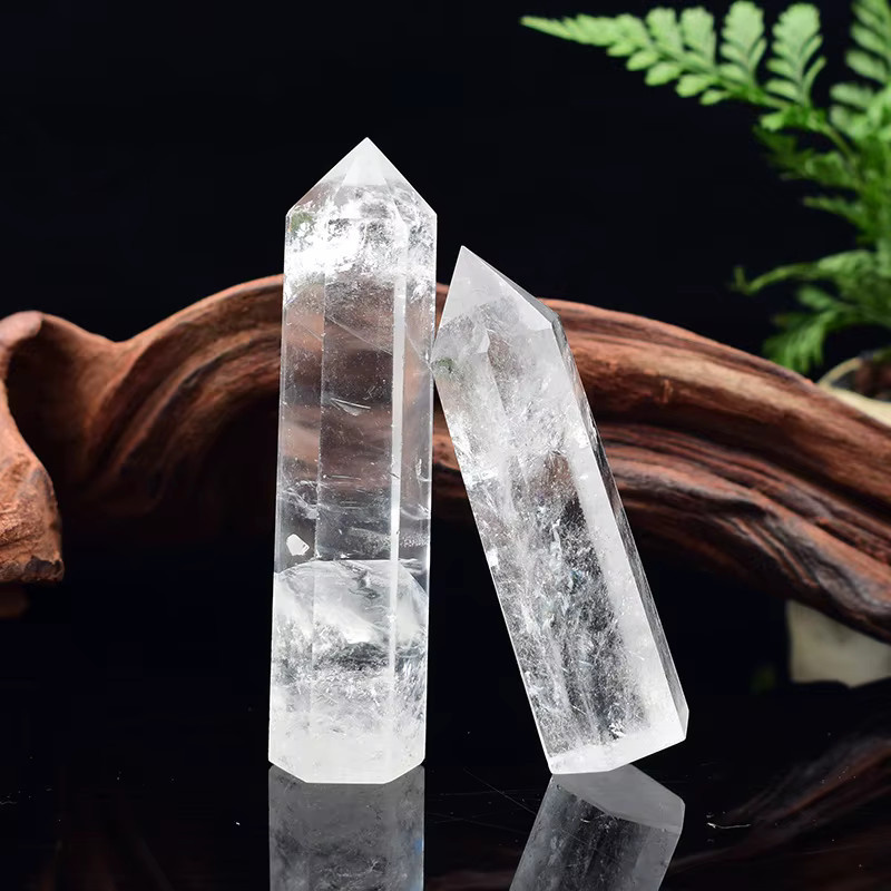 RYCRYSTAL Natürlicher klarer Quarz Kristall Obelisk als polierter Sechseck-Prisma für Reiki, Meditation und DIY-Geschenke in Transparent - Bild 3
