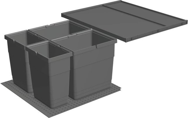 Ninka Abfallsammler Eins2vier für Tandembox Korpusbreite 600 mm, 2x6 und 2x13,5 Liter, Kunststoff, Dunkelgrau - Bild 1
