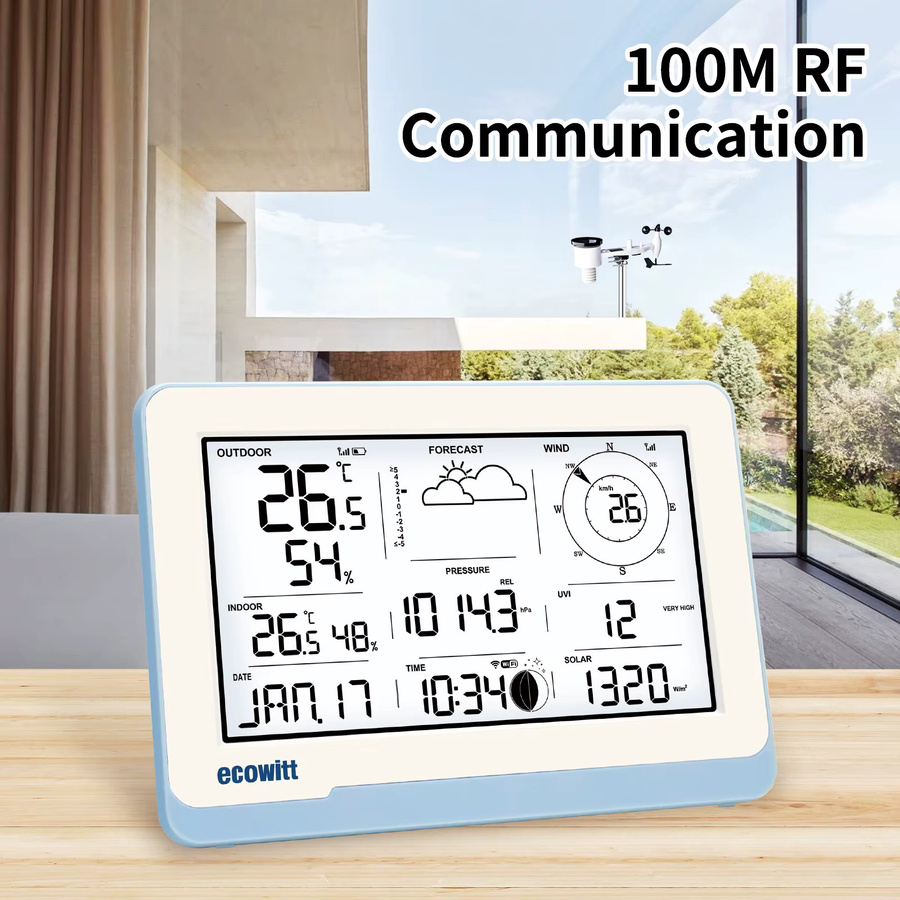 Ecowitt Wi-Fi Wetterstationsempfänger WS3800_C/WS3820_C mit 7,5-Zoll-LCD-Anzeigekonsole in Weiß, unterstützt WFC01 & AC1100 IoT-Geräte - Bild 2