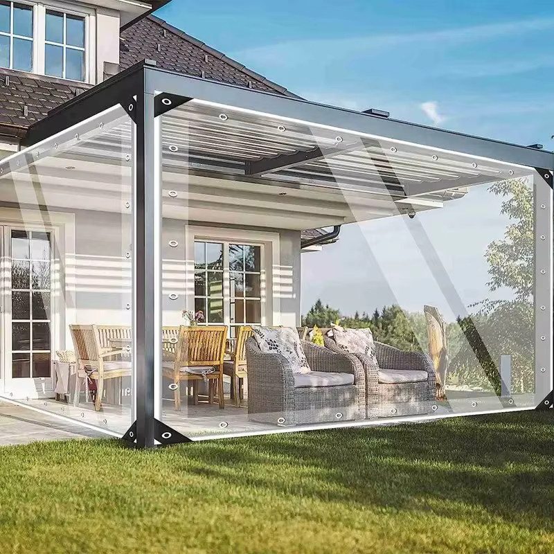 Tewango Transparente PVC-Plane für Balkon und Zaun mit schwarzer Seite, winddicht und wasserdicht - Bild 2