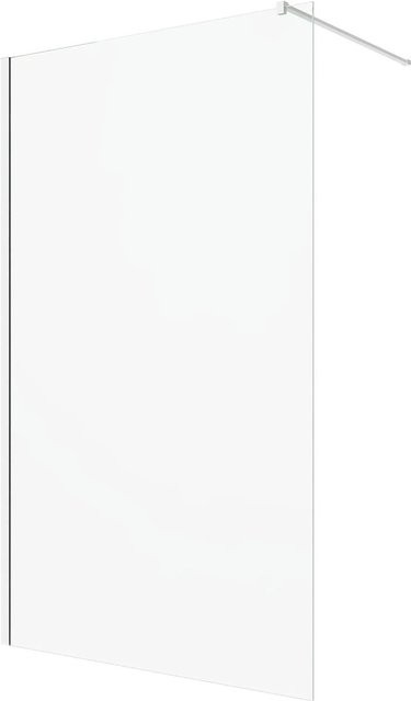 Aquabatos Walk In Duschwand aus ESG Sicherheitsglas mit Nano-Beschichtung, Farbe: Transparent, Wandprofil: Weißmatt, B: 120 cm, H: 200 cm, Glasstärke: 8 mm - Bild 1