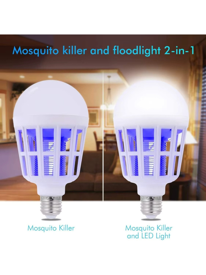 JOYINLED 2-in-1 LED Schädlingsfalle Insektenvernichter und Mückenkiller als E26/E27 Lampenbirne in Weiß, 2er Pack - Bild 6