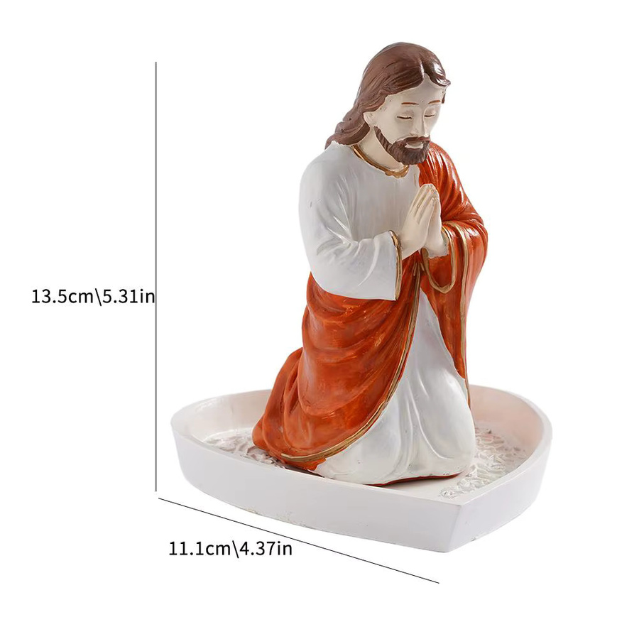 KITPIPI Jungfrau Maria und Jesus Skulptur als Desktop Ornament und Rosenkranz-Halter aus Harz, Mehrfarbig - Bild 4