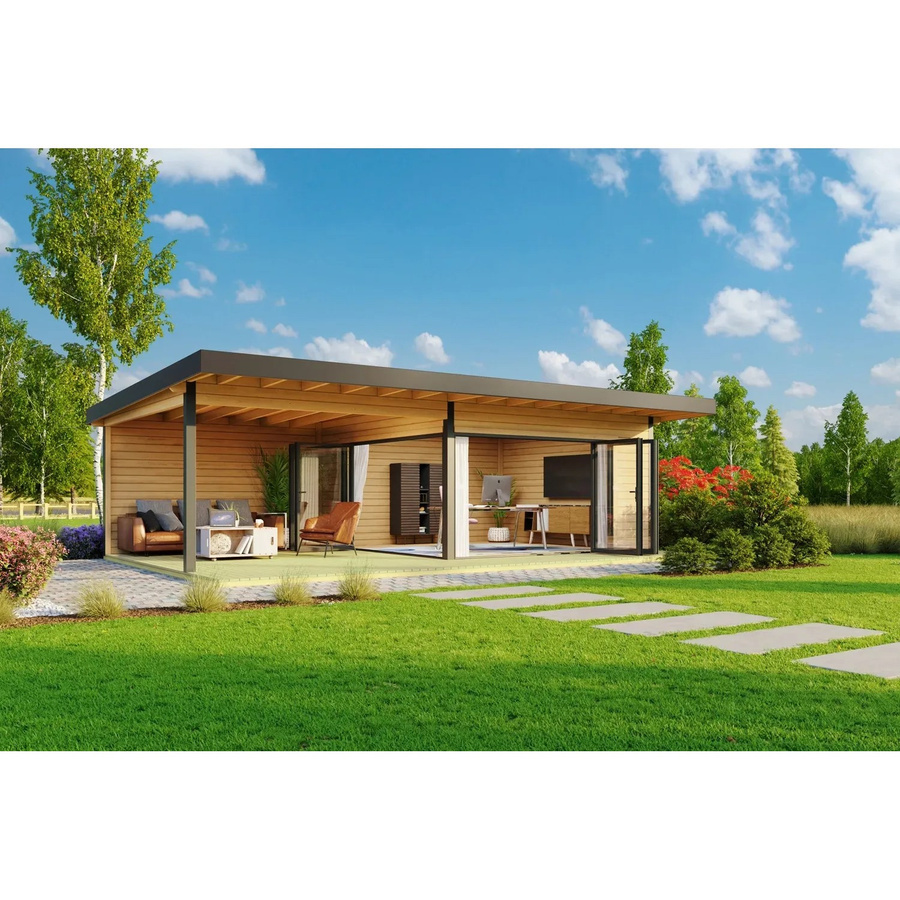 Lasita Gartenhaus Domeo Maja aus Holz mit Pultdach in Natur, B/H/T: 890 x 258 x 590 cm - Bild 2