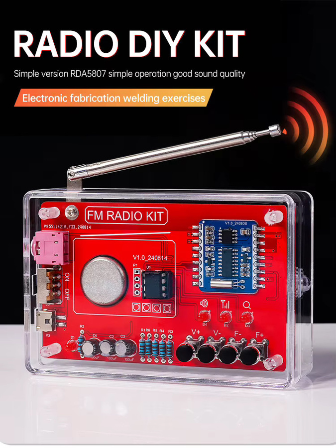 RDA5807 FM Radio DIY Kit mit Digitalanzeige und Micro USB Anschluss für Schweißübungen (87-108 MHz) - Bild 6