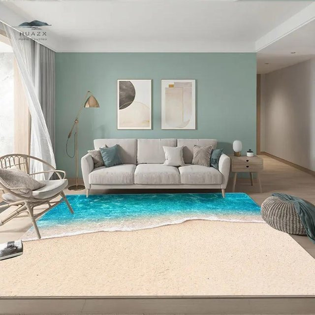 Karpetti 3D Meer Strand Teppich mit Wellenmuster, rutschfest und waschbar, B/T: 60 x 40 cm, Multicolour - Bild 1