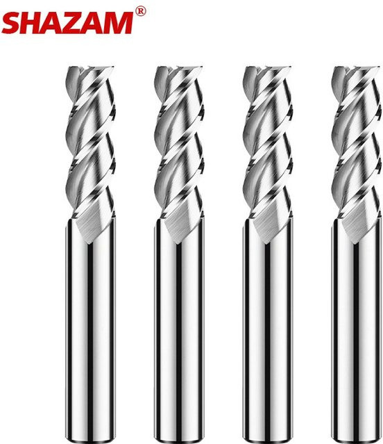 Shazam hrc65 3-Flöten-Wolframstahlkarbid Schaftfräser für Aluminium-Flachfräser CNC-Bearbeitungszentrum in Silber - Bild 1