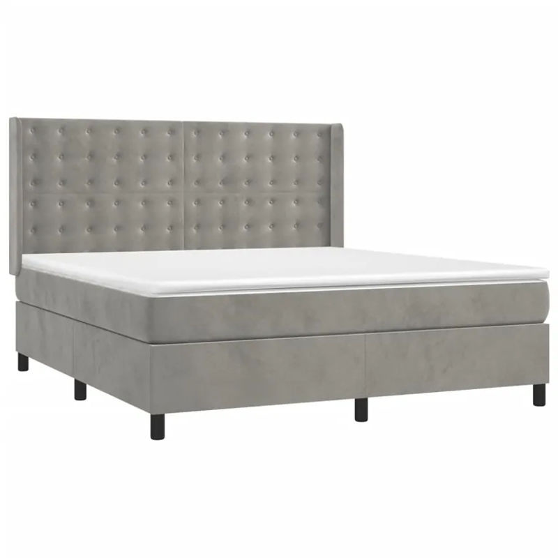 Vidaxl Kontinentalbett mit Matratze und LED in Grau aus Samt, B/T: 180 x 200 cm - Bild 2