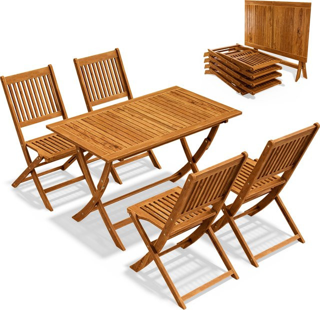 CASARIA Garten-Sitzgruppe Sydney 5-tlg aus geöltem Akazienholz in Braun, B/T/H: 120 x 70 x 80 cm - Bild 1