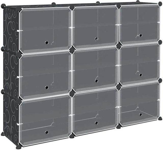 vidaXL Regalsystem mit 9 Würfeln und Türen aus Polypropylen in Schwarz, B/T/H: 124,5 x 93,0 x 31,5 cm - Bild 1