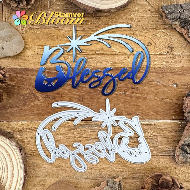 BLESSED Words Metall-Stanzformen für Scrapbooking und dekorative Prägung in Silber - Bild 1