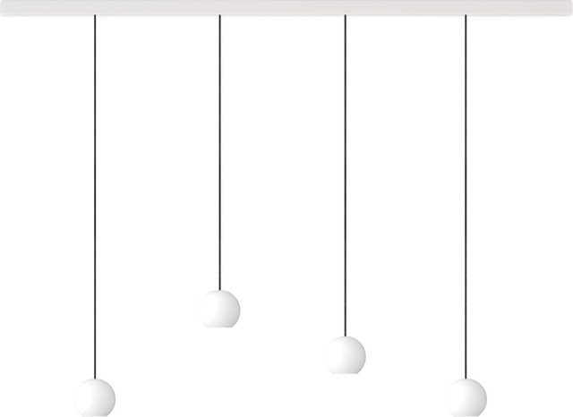 KOMOT KOS Quattro S LED-Pendelleuchte mit Schiene, Weiß matt und Schwarz, mundgeblasenes Opalglas, Tunable White 2200K - 4200K, Länge: 200 cm - Bild 1