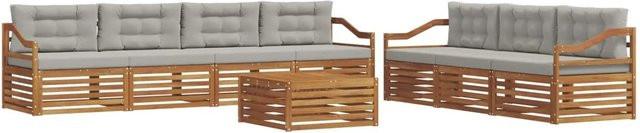 vidaXL Outdoor-Sofagarnitur 8-teilig aus Akazienholz mit Kissen in Beige und Grau - Bild 1